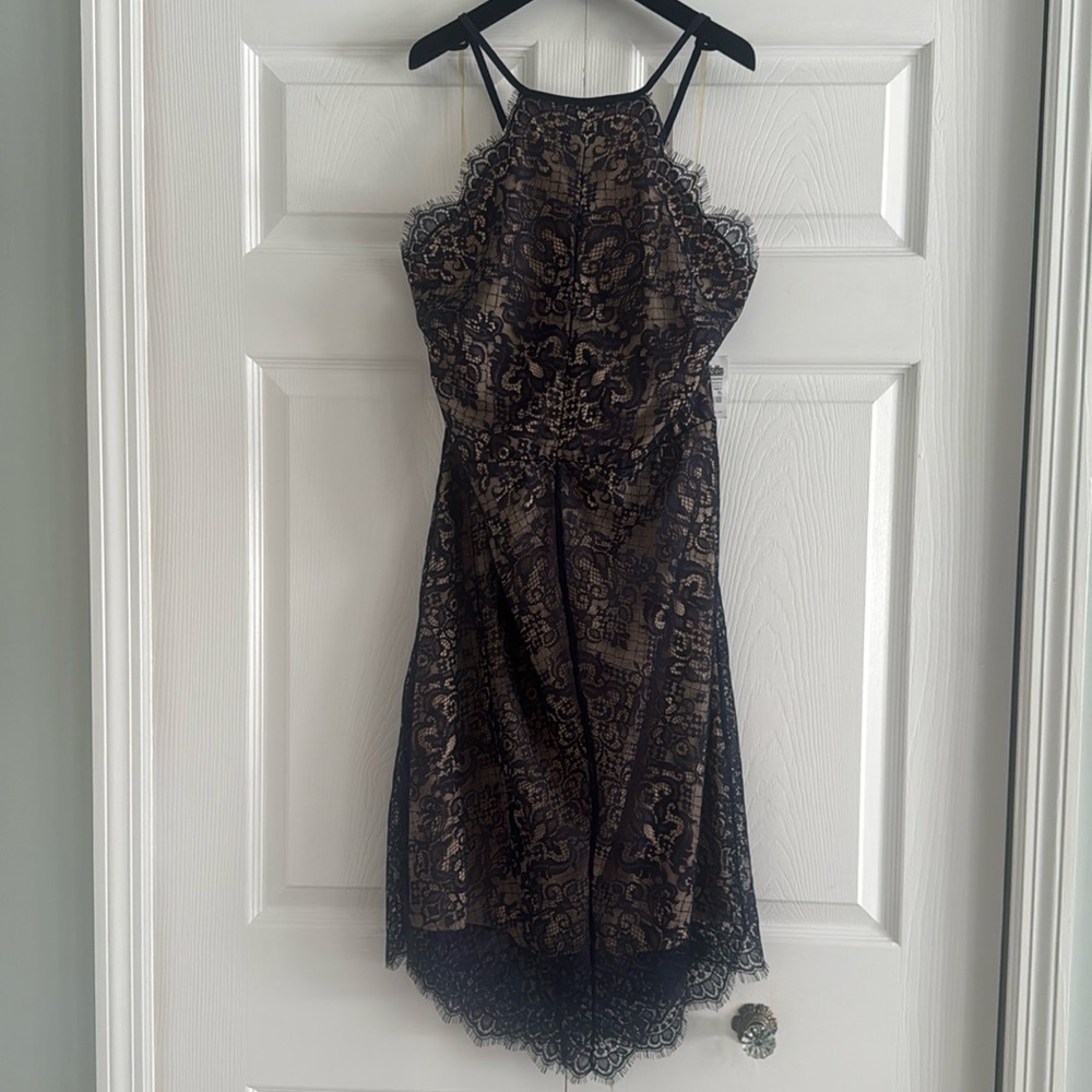 NWT Charlotte Russe Afterparty Navy Blue Lace Halter Dress - Size XLarge